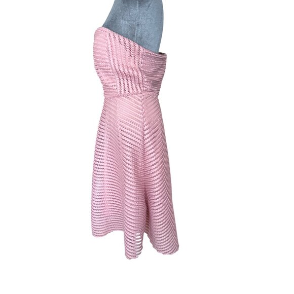 Pink Strapless Mesh Overlay Dress By Ko Ko Ailis  Medium - Picture 3 of 5